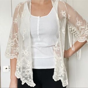 Lace Embroidered Cardigan Wrap